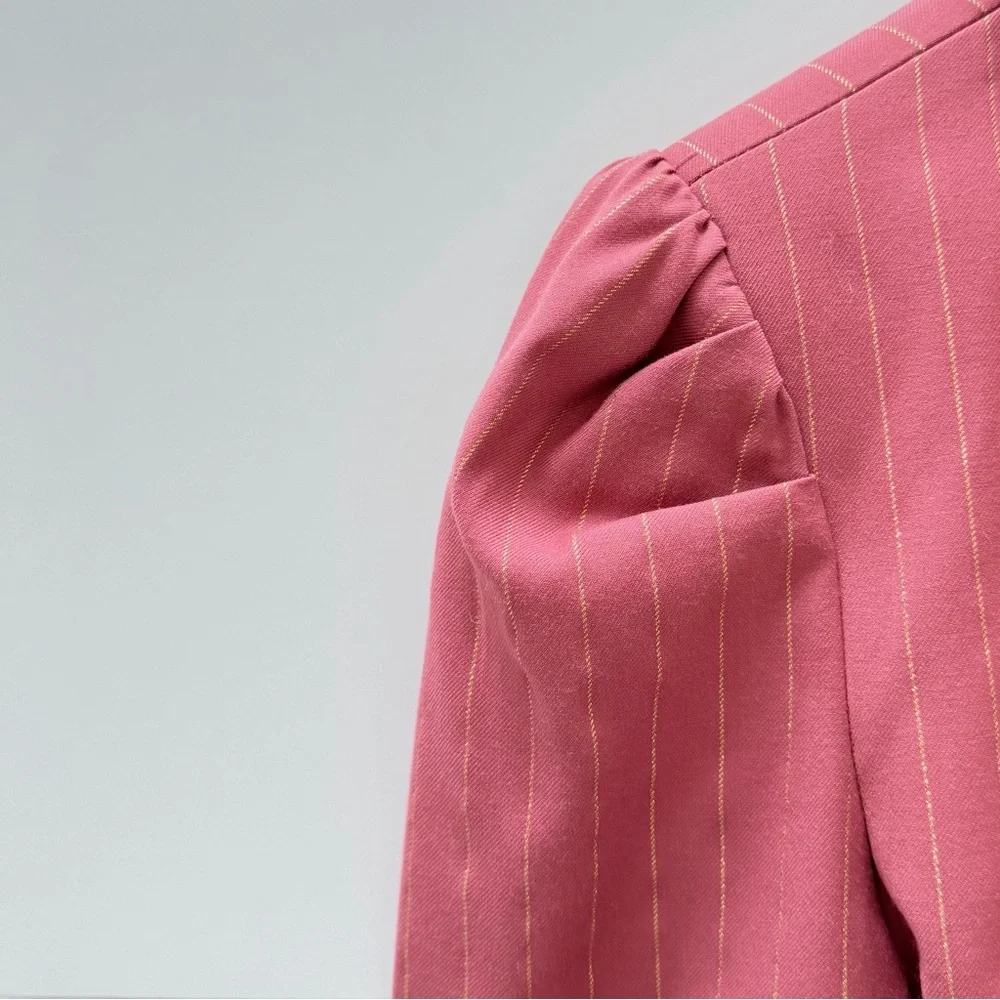Adelyn Rae Pink Pinstripe Belted Blazer Dress XS Double Breasted Mini - Picture 12 of 14